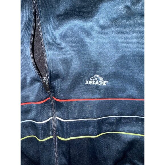 Vintage Jordache Mens Black Full-Zip Track Jacket W/ Striped Detail Size Large L - Picture 3 of 6